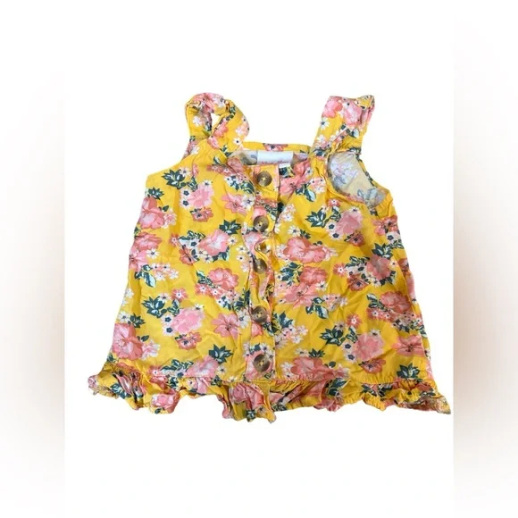 Little Lass Girls Floral 2 Piece Set Size 5 Yellow Pink - Picture 3 of 8